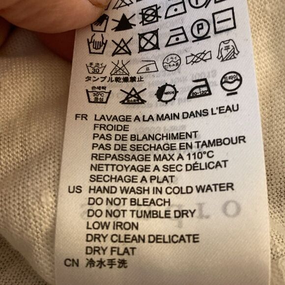 Sandro Paris Linen Long Sleeve Top with Lace Detail. Off White. Size 3 (L). - Picture 12 of 12